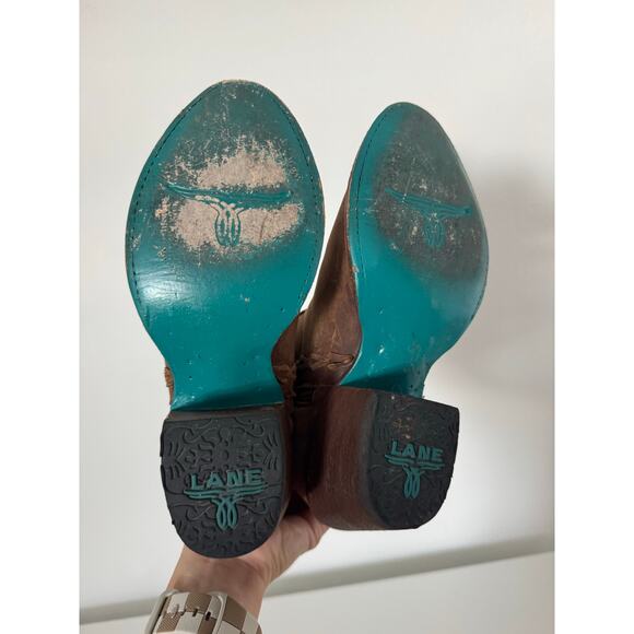 Lane Womens Plain Jane Ankle Western Boots Brown Leather Size 6 - Picture 5 of 8